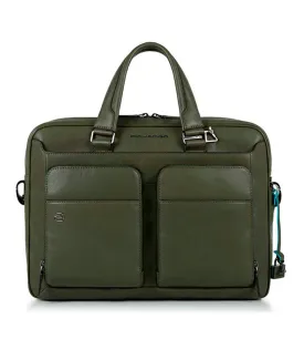 Piquadro Black Square Men's Green Laptop Briefcase