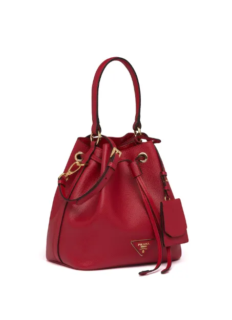 Prada Saffiano Leather Bucket Bag Red