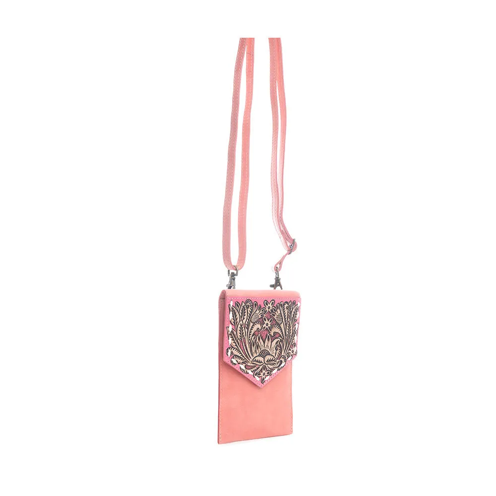 Prairie Star Petite Hand-Tooled Bag in Pink