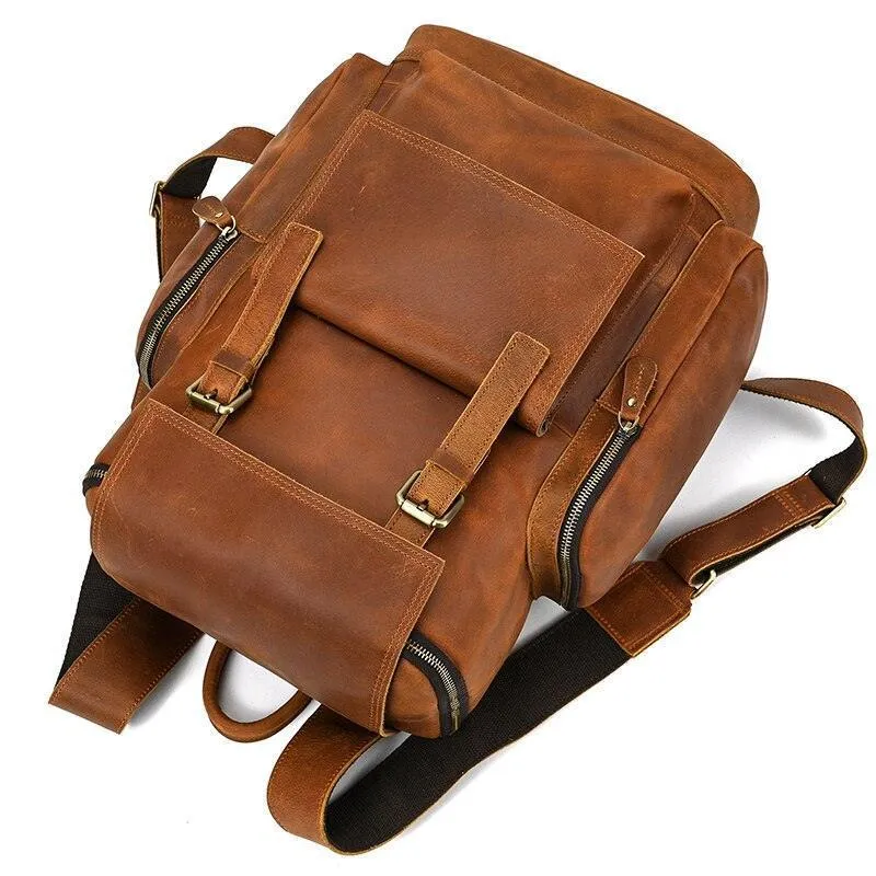 Premium Leather Travel Backpack Vintage Style Daypacks