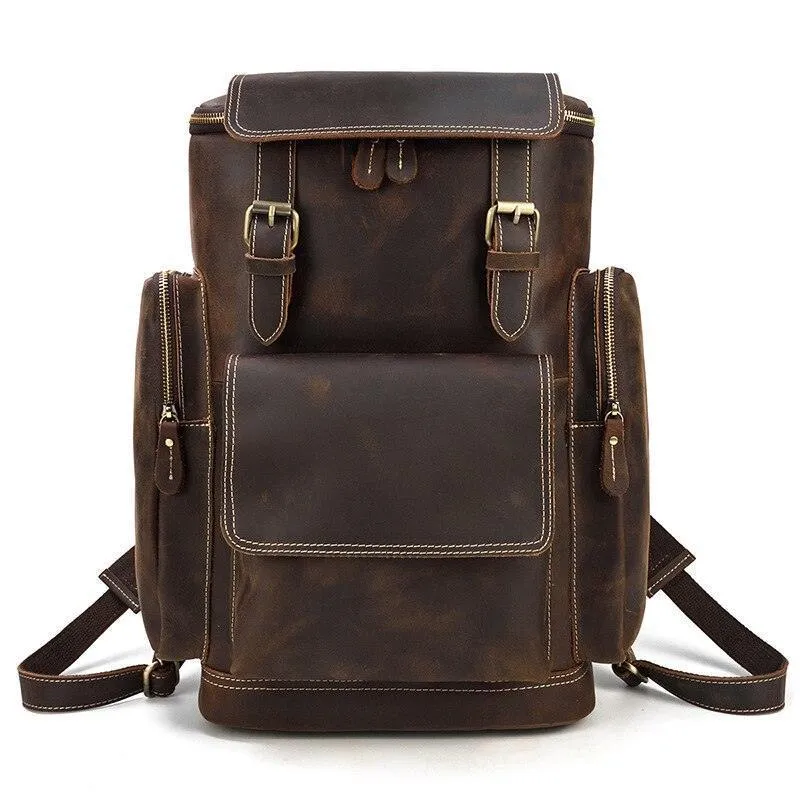 Premium Leather Travel Backpack Vintage Style Daypacks