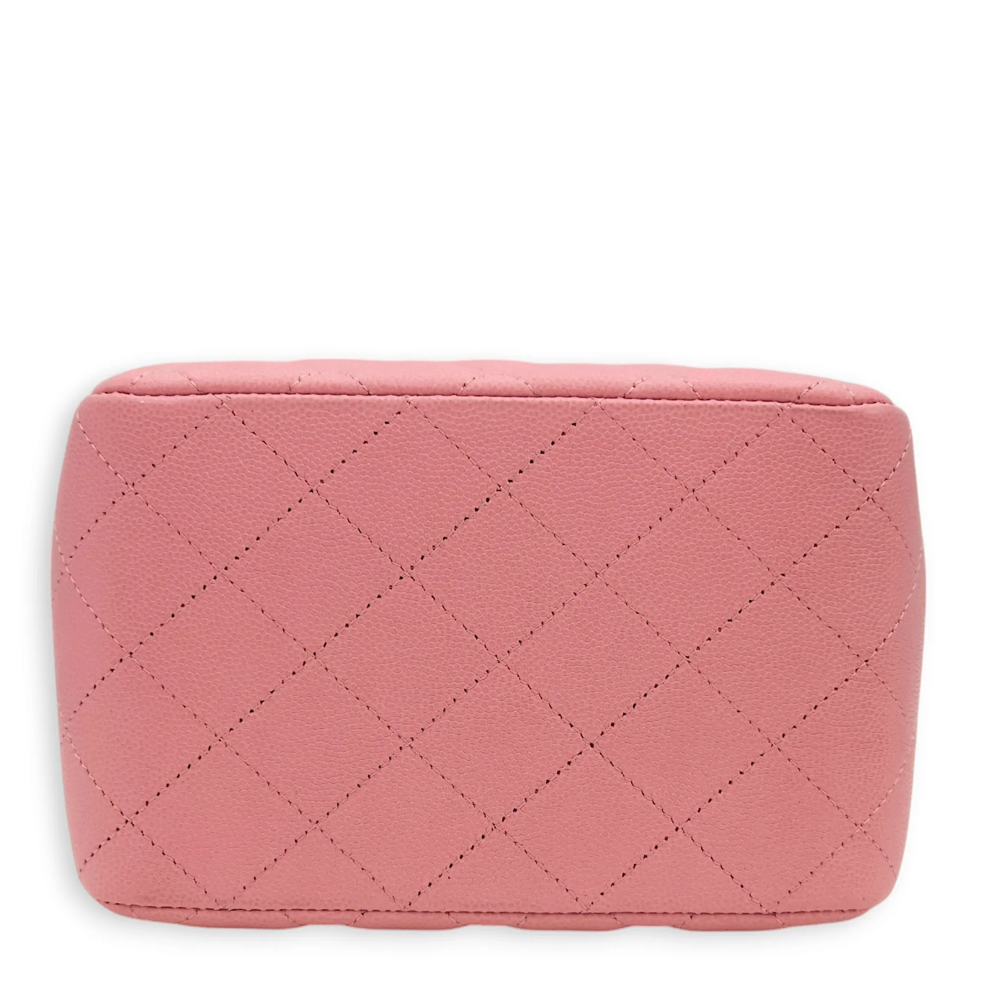 Quilted Bucket Mini Pink Shoulder Bag in Caviar, Gold hardware