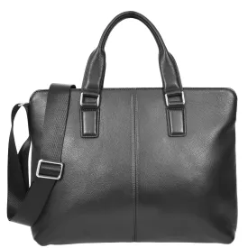 Real Leather Cross Body Briefcase Kingston Black