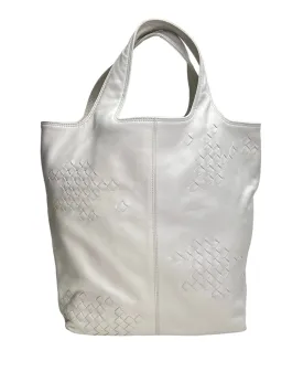 Regent White Tote Bag in Lambskin, Gunmetal hardware