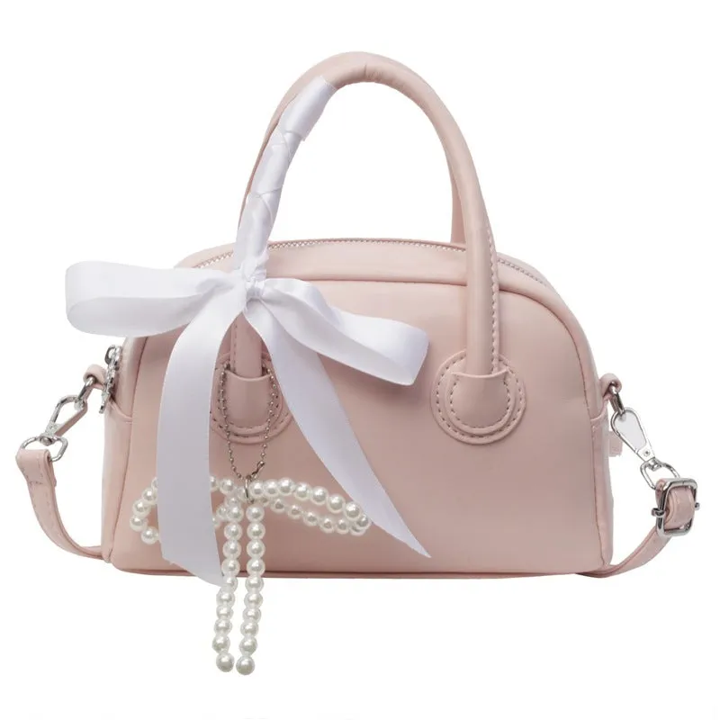 Ribbon Pearl Bow Fashion Handbags