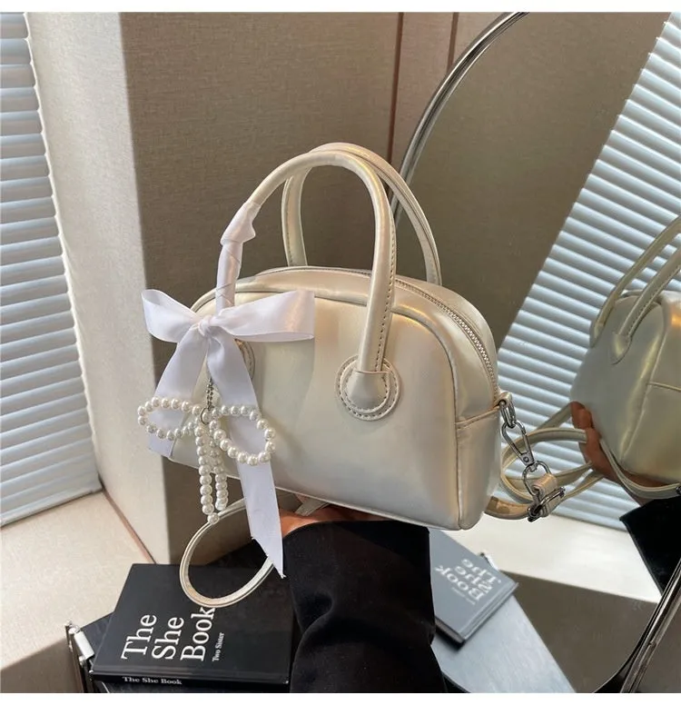 Ribbon Pearl Bow Fashion Handbags