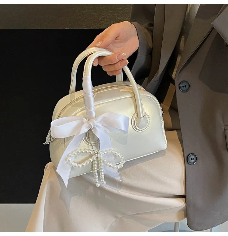 Ribbon Pearl Bow Fashion Handbags