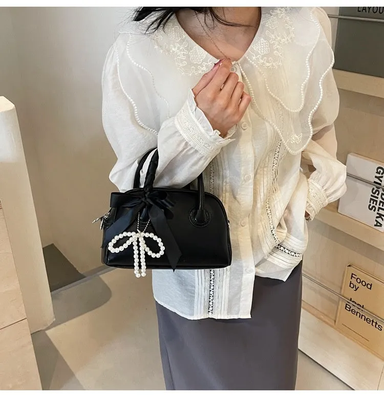 Ribbon Pearl Bow Fashion Handbags