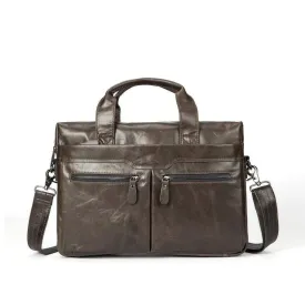 Rossie Viren  Men's Leather Expandable Laptop Briefcase