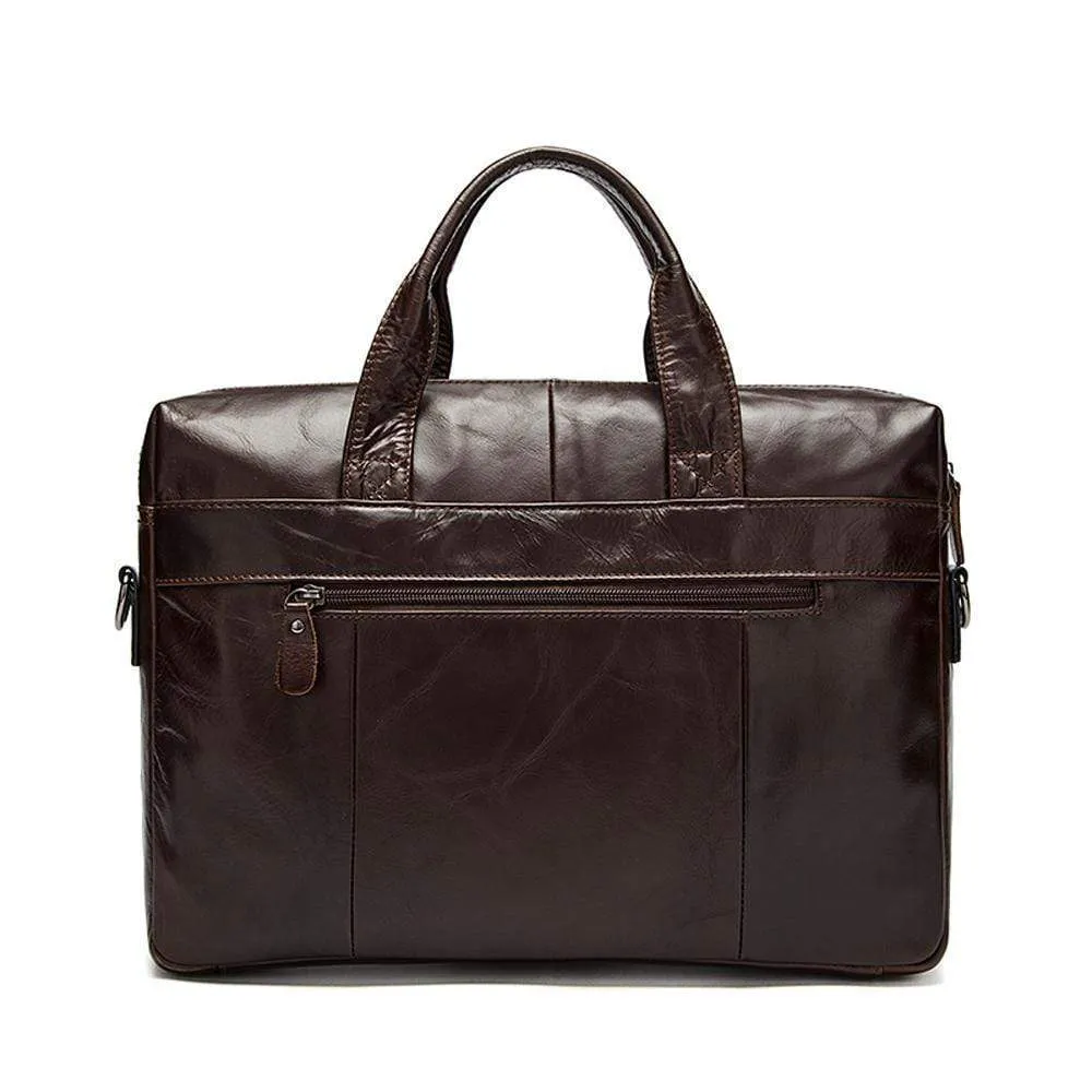 Rossie Viren  Men's Leather Expandable Laptop Briefcase