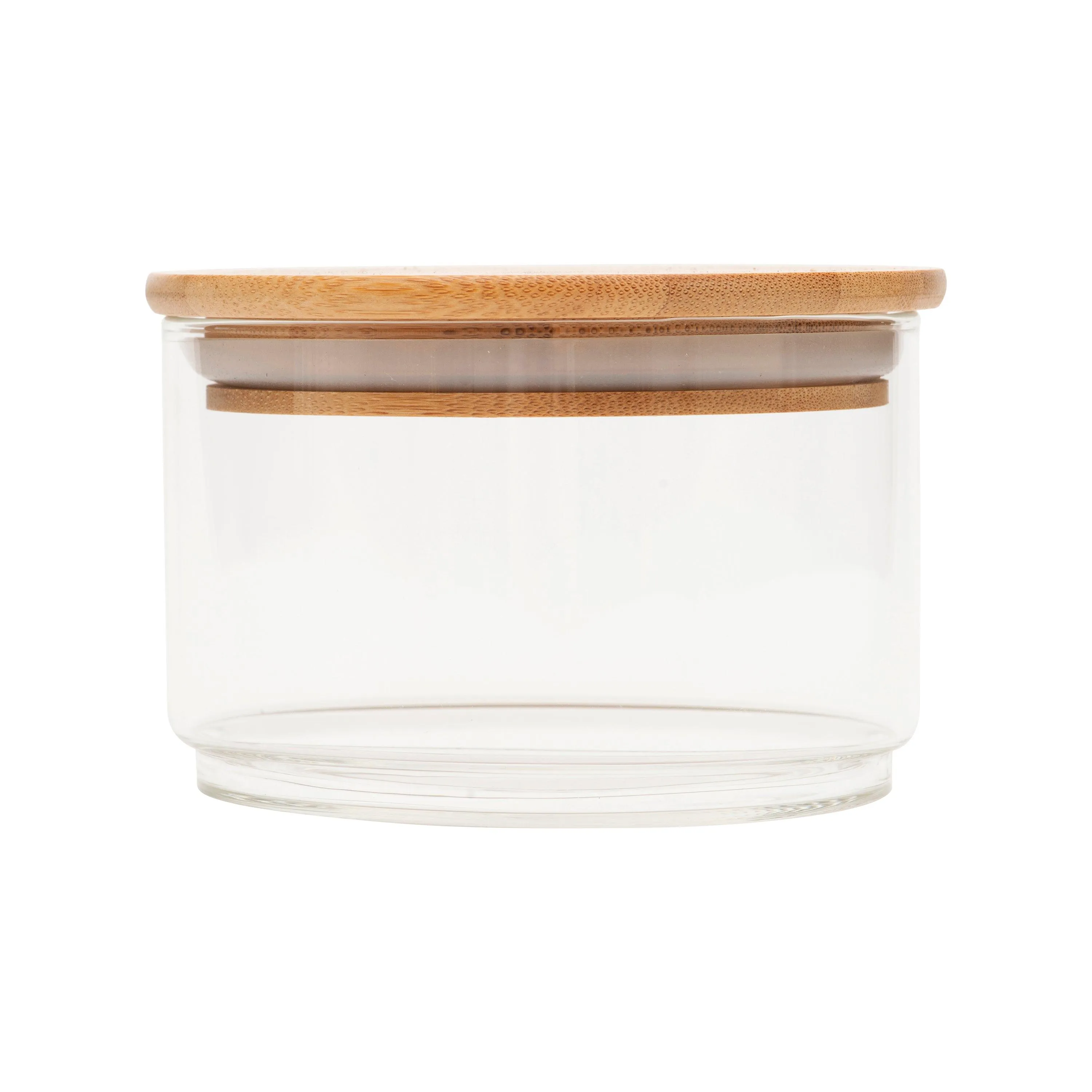 Round Stackable Bamboo Glass Jar Small Pack x 3