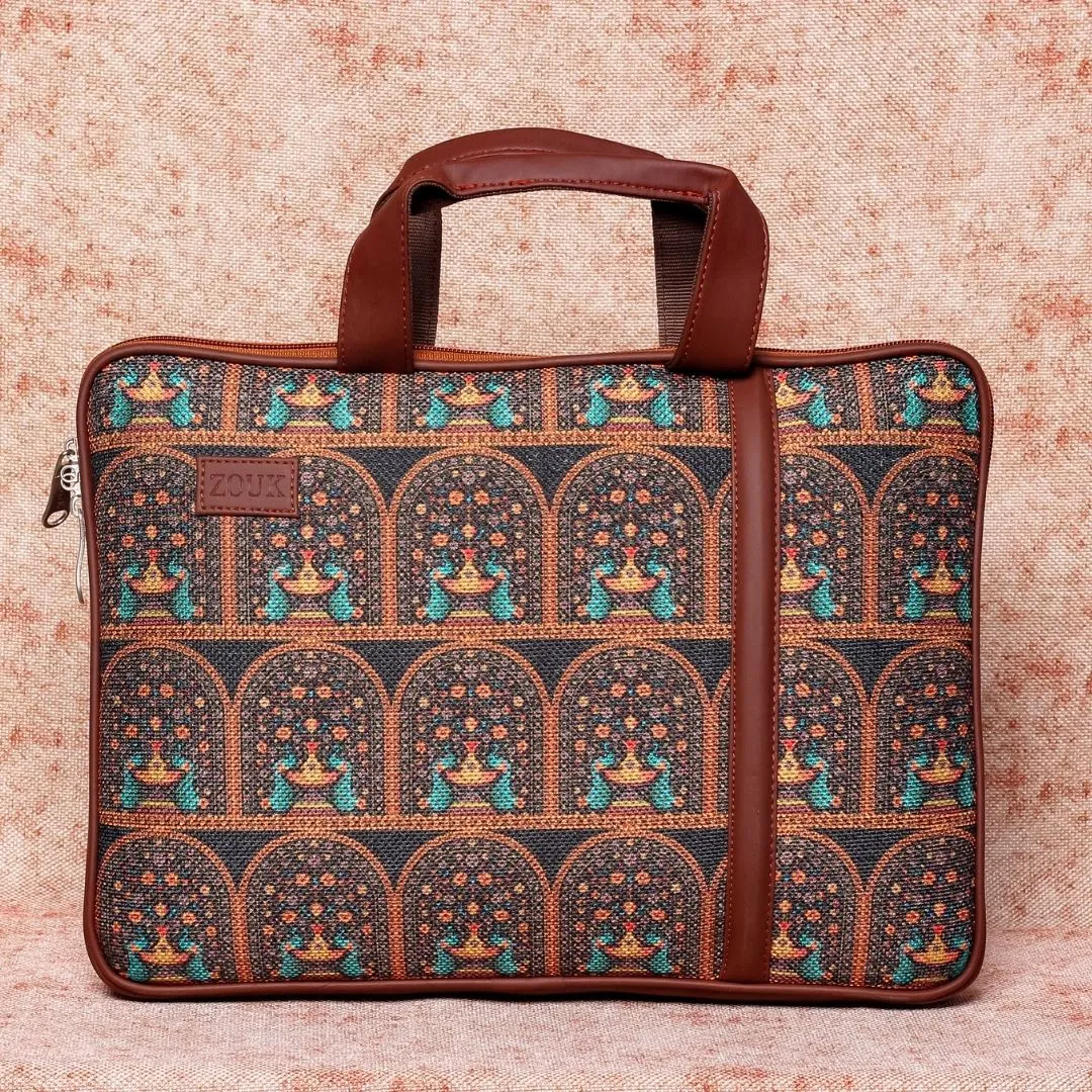 Royal Indian Peacock Motif Laptop Sleeve