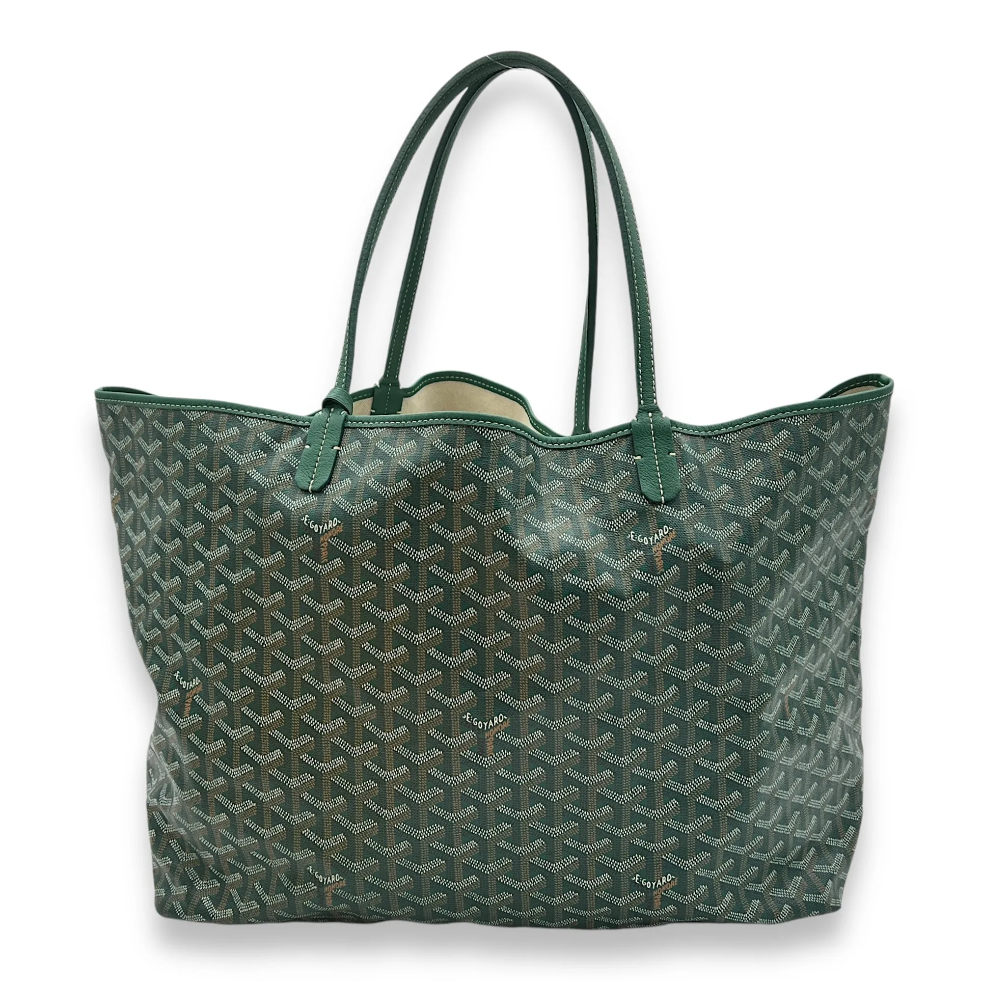 Saint Louis Tote Bag GM Green in Coated Canvas, Silver hardware