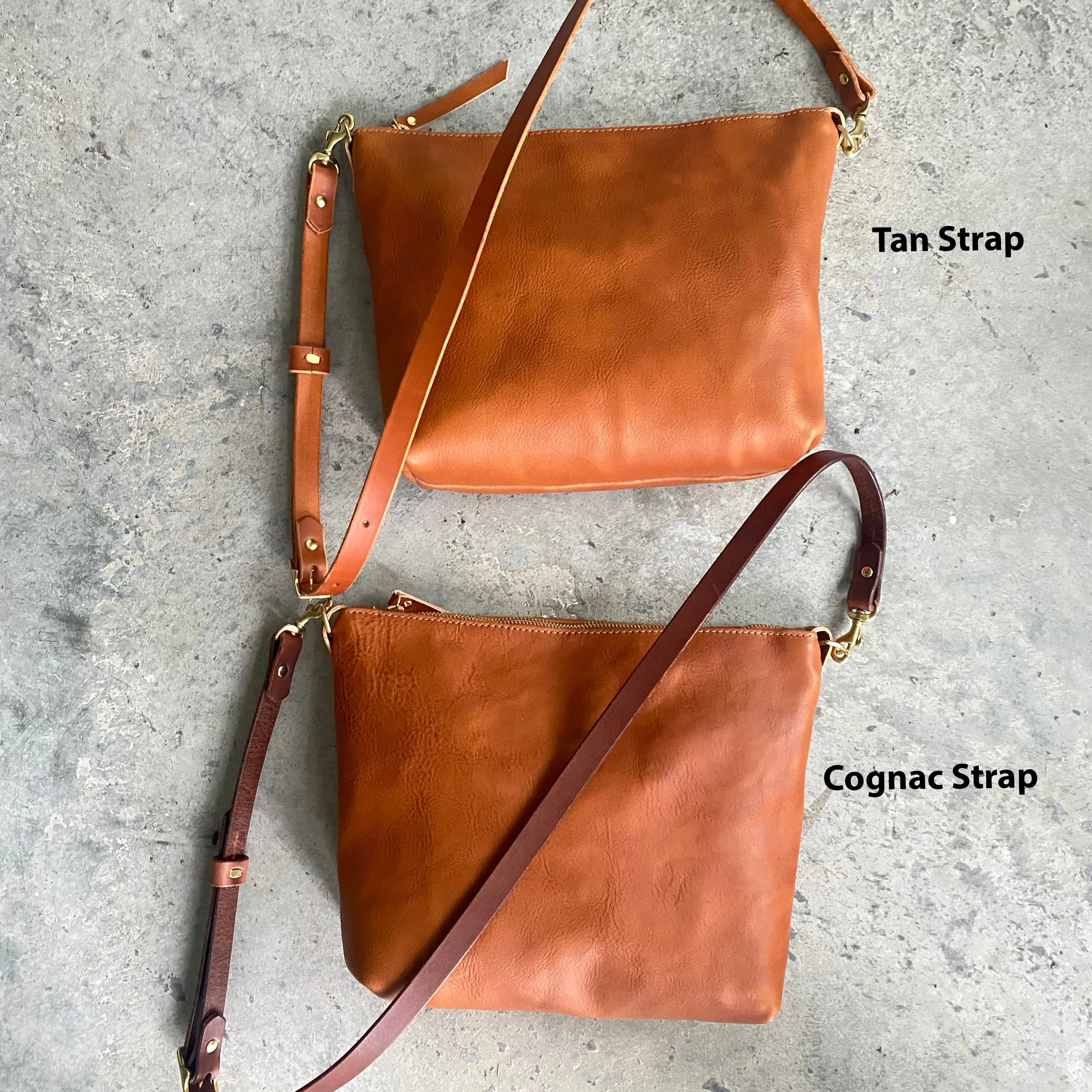 Sale - Crossbody Bag with Monogram - Saddle Brown