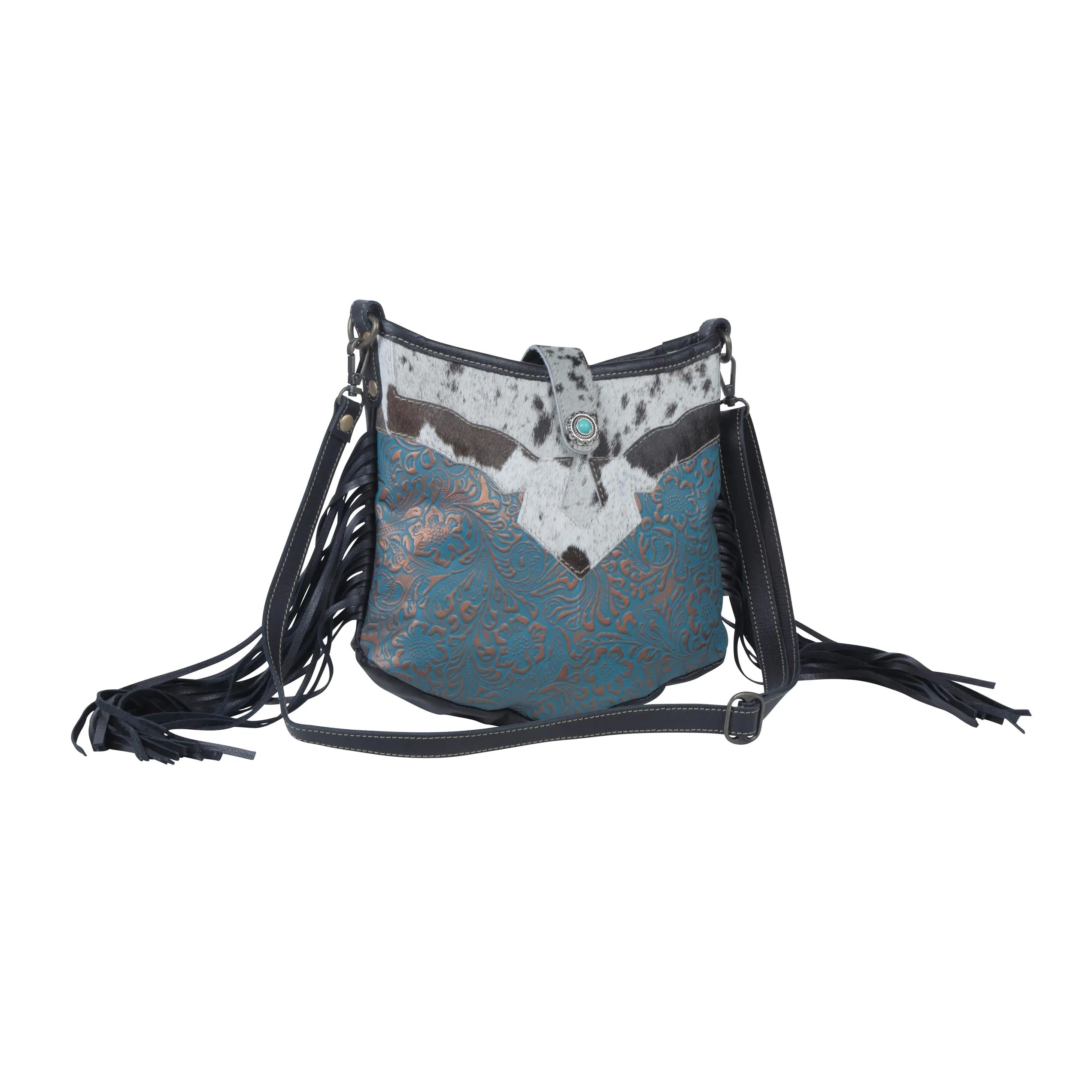 Sapphire Vines Leather & Hairon Bag