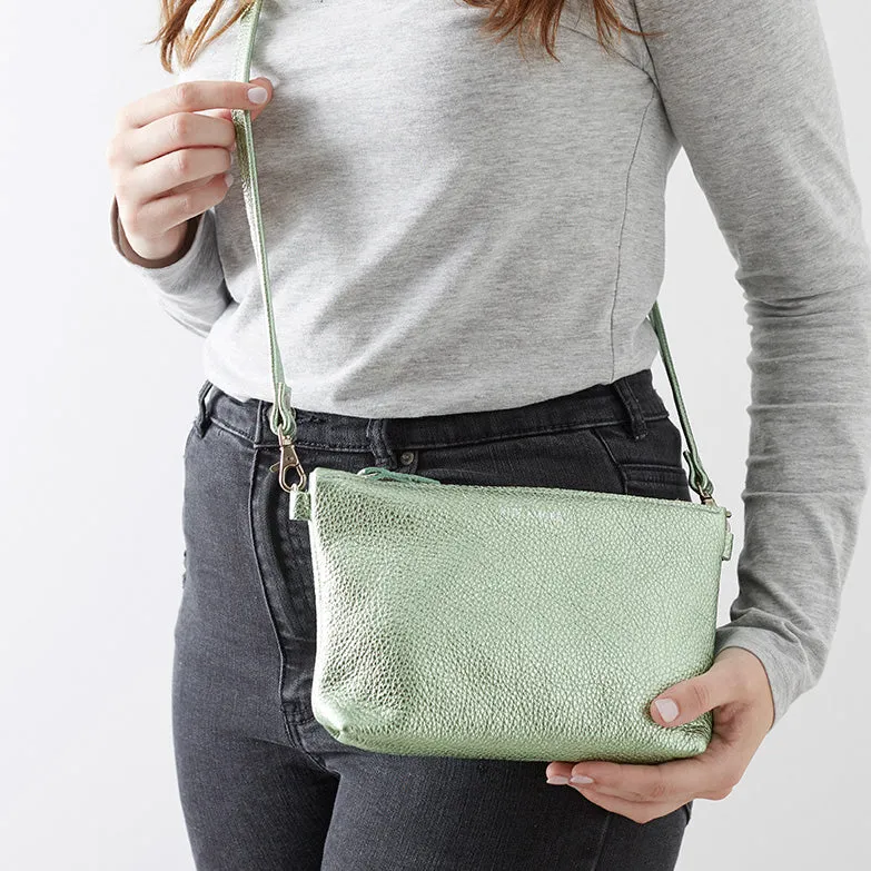 Seagrass Green Leather Crossbody Bag