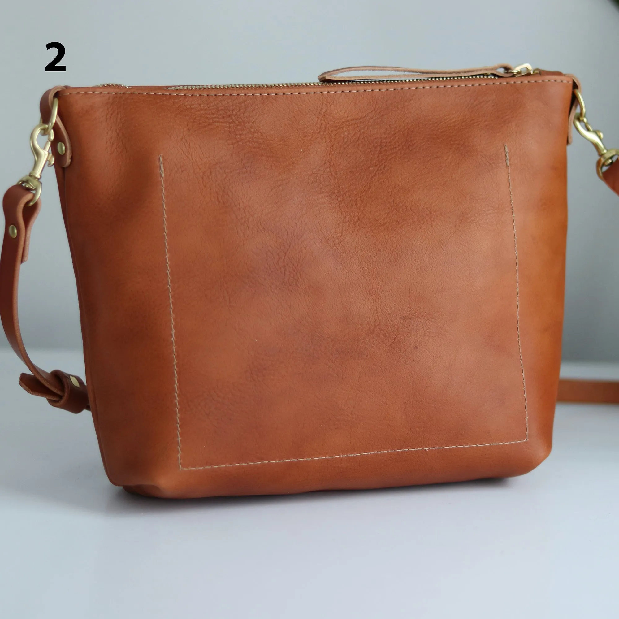 Seconds Sale - Crossbody Bag with Monogram - Saddle Brown