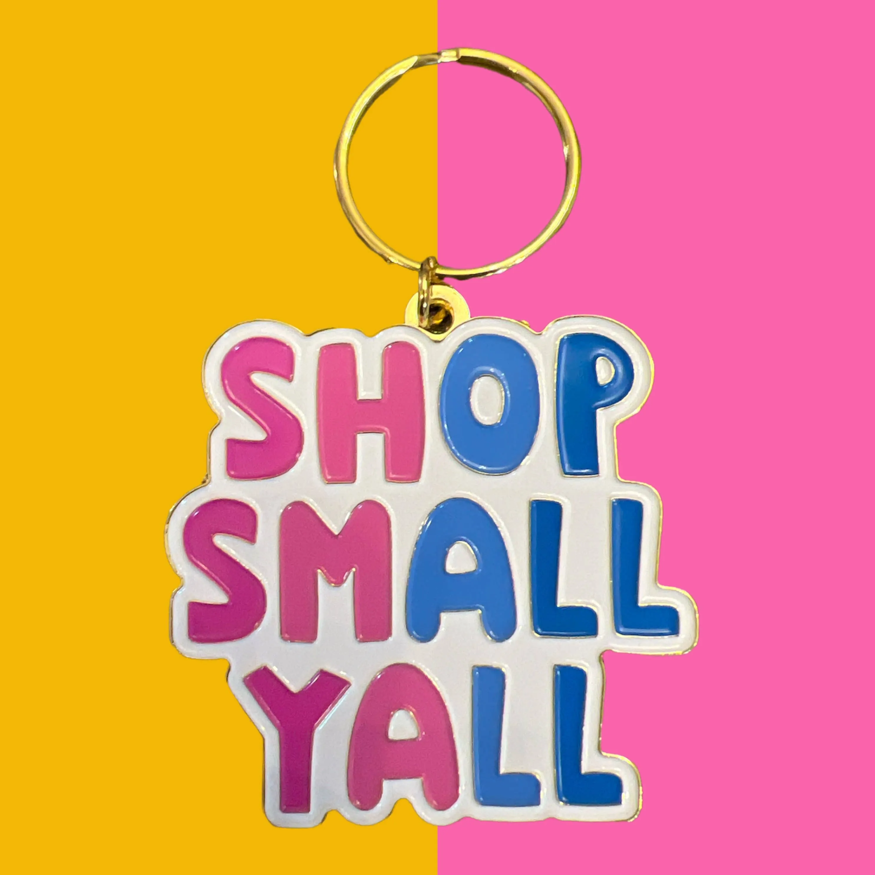 Shop Small Yall Gold Enamel Keychain - Cute Large Keychain