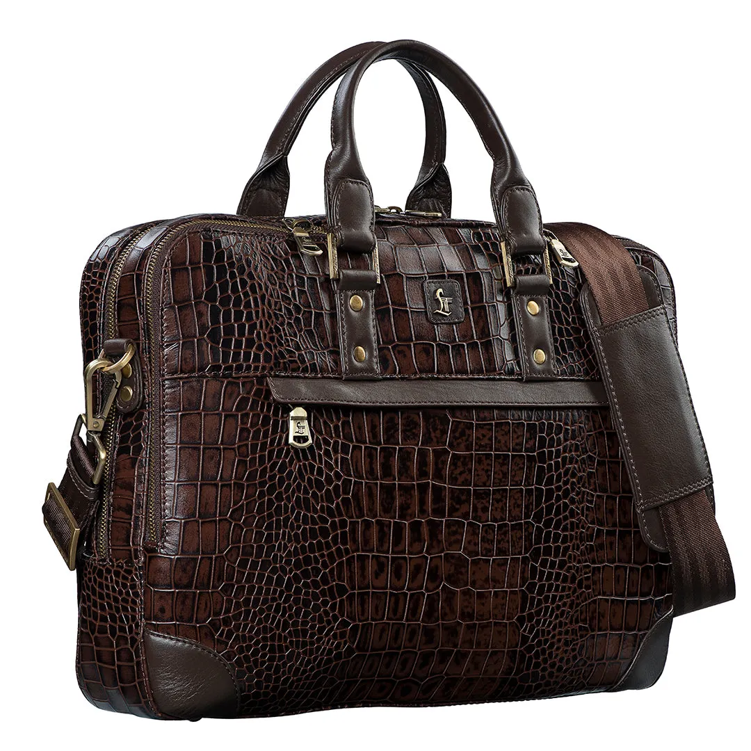 Signature Folio Bag III | Leather Laptop Bag | Office Bag for Men | Color: Brown