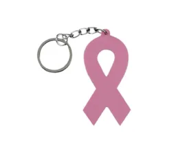 Silicone Pink Ribbon Keychains