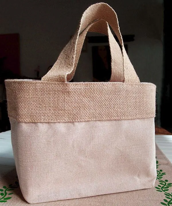 Small Fancy Burlap Bags - JuCo Tote Bags  (Jute & Cotton Blend) - TJ893