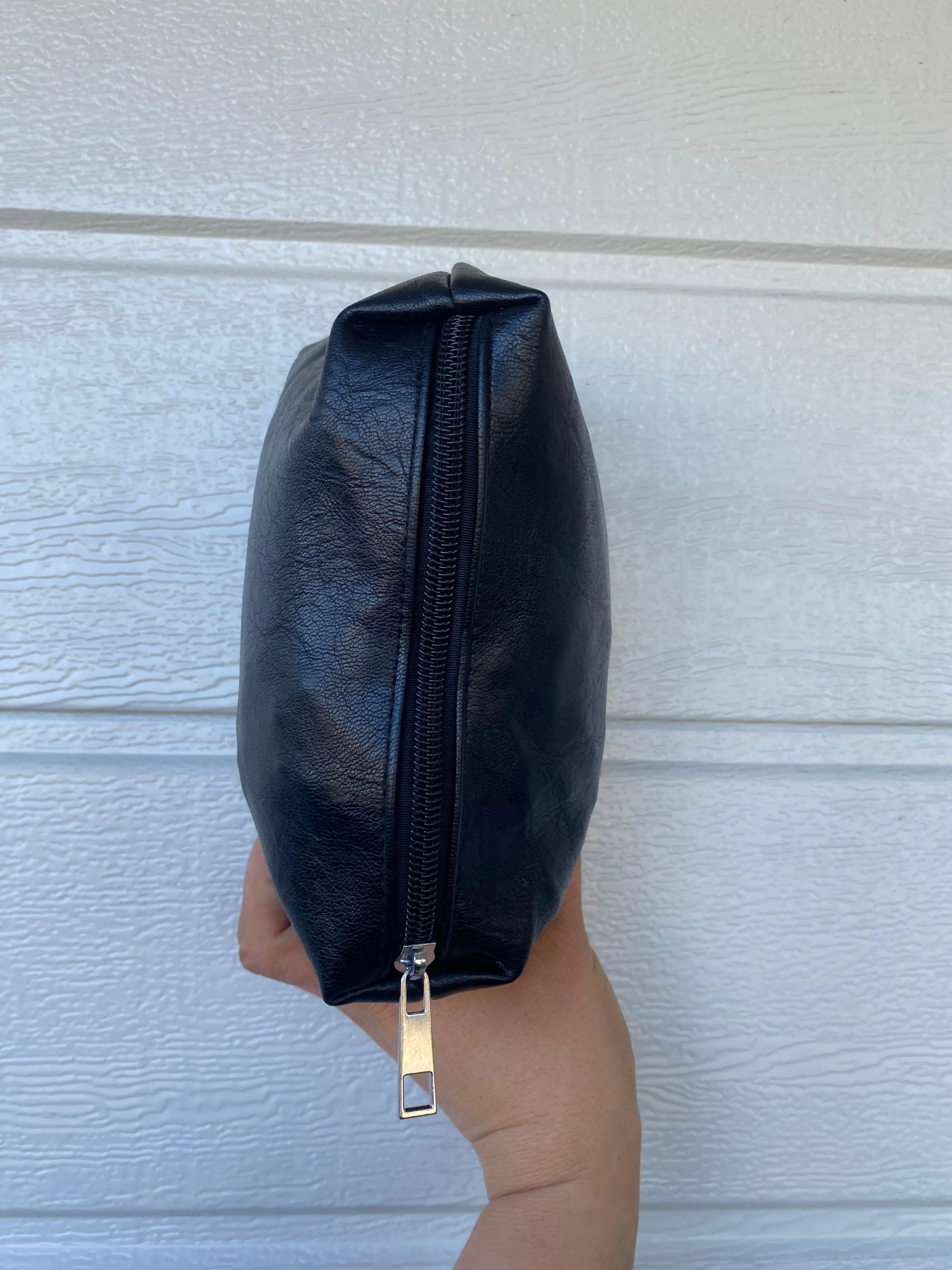 Small Leather Zip Bags- Black & Dark Brown