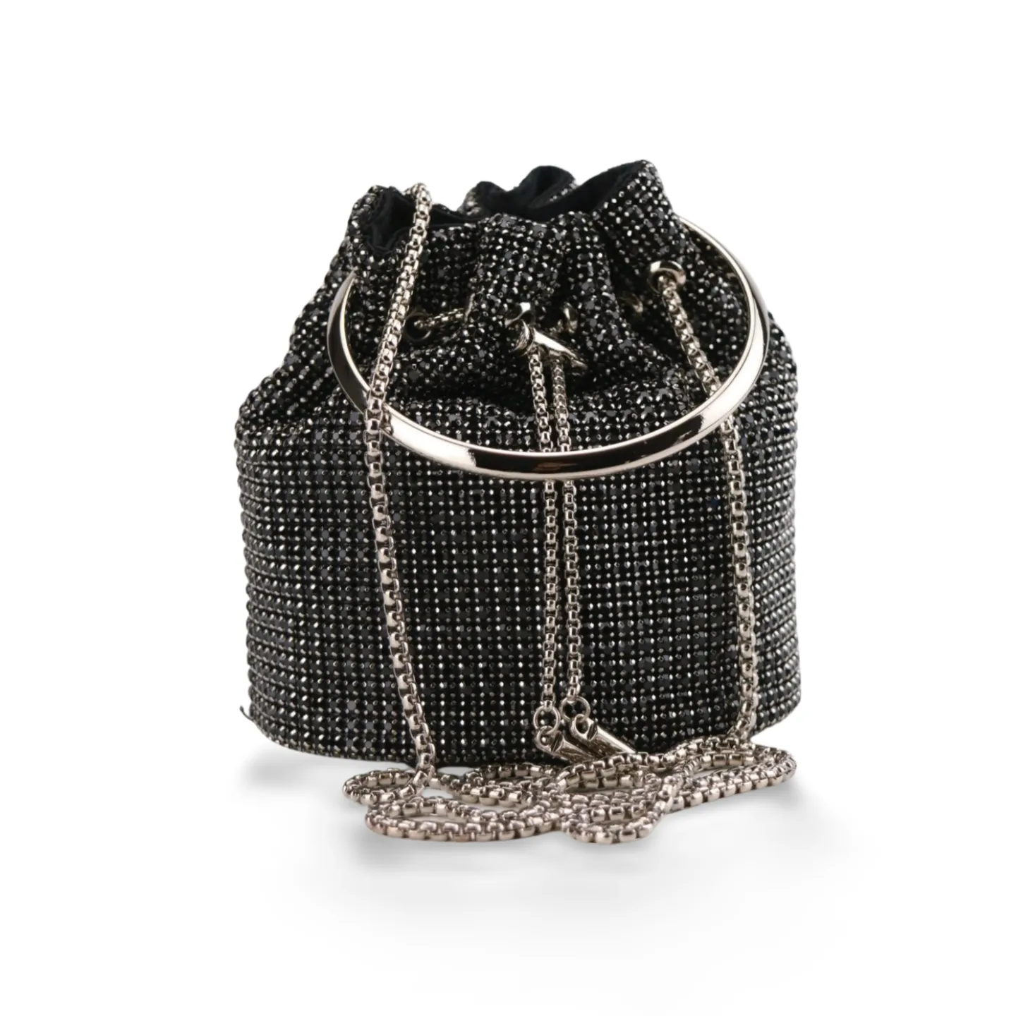 Sparkling Rhinestone Embellished Bucket Bag