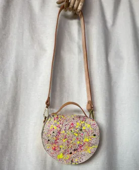 Splatter Leather Round Flap Shoulder Bag