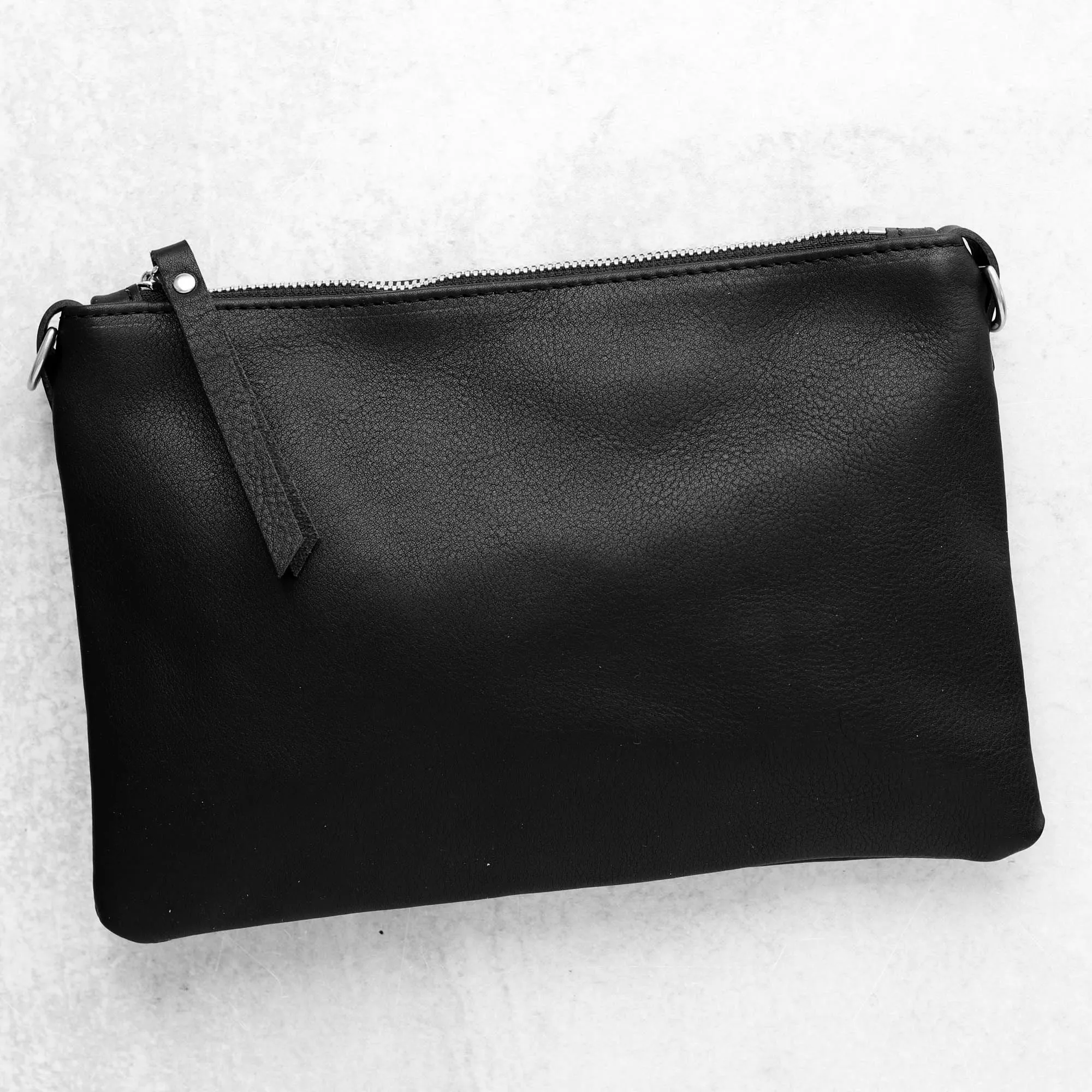 Summer Seconds Sale - Small Leather Crossbody Clutch Bag - Black Pebble No. 8