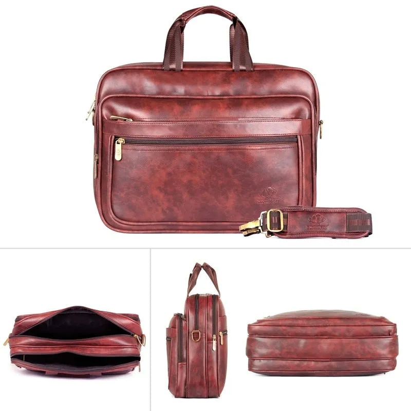 THE CLOWNFISH Executive Series Laptop Briefcase - Lightweight, Durable | Adjustable Shoulder Strap | 15.6 inch | Burgundy