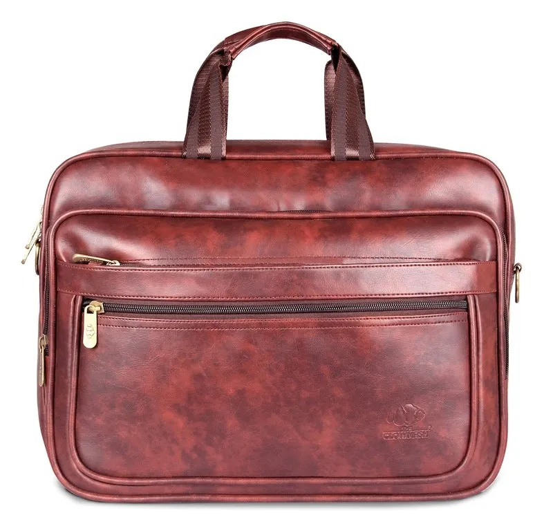 THE CLOWNFISH Executive Series Laptop Briefcase - Lightweight, Durable | Adjustable Shoulder Strap | 15.6 inch | Burgundy