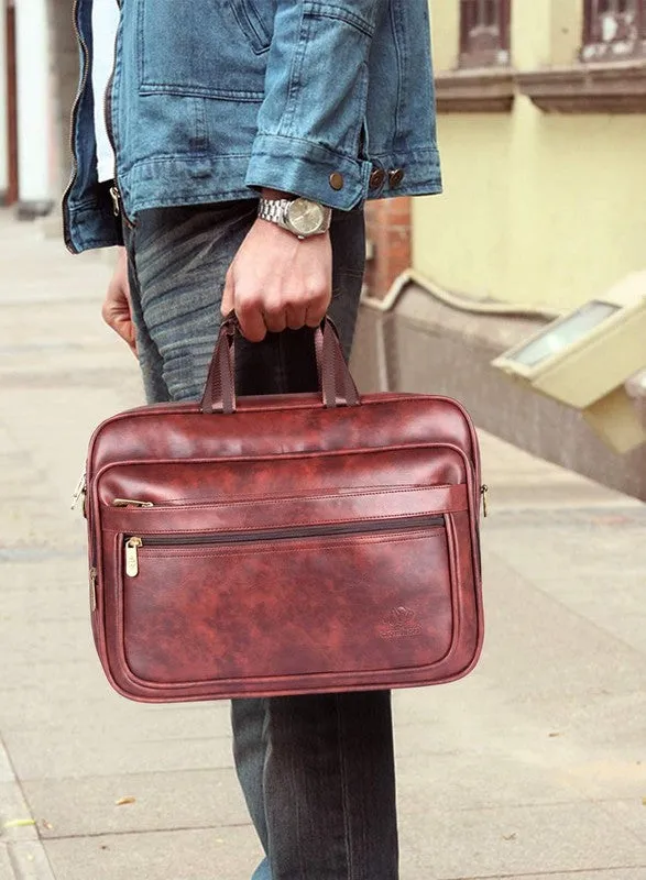 THE CLOWNFISH Executive Series Laptop Briefcase - Lightweight, Durable | Adjustable Shoulder Strap | 15.6 inch | Burgundy