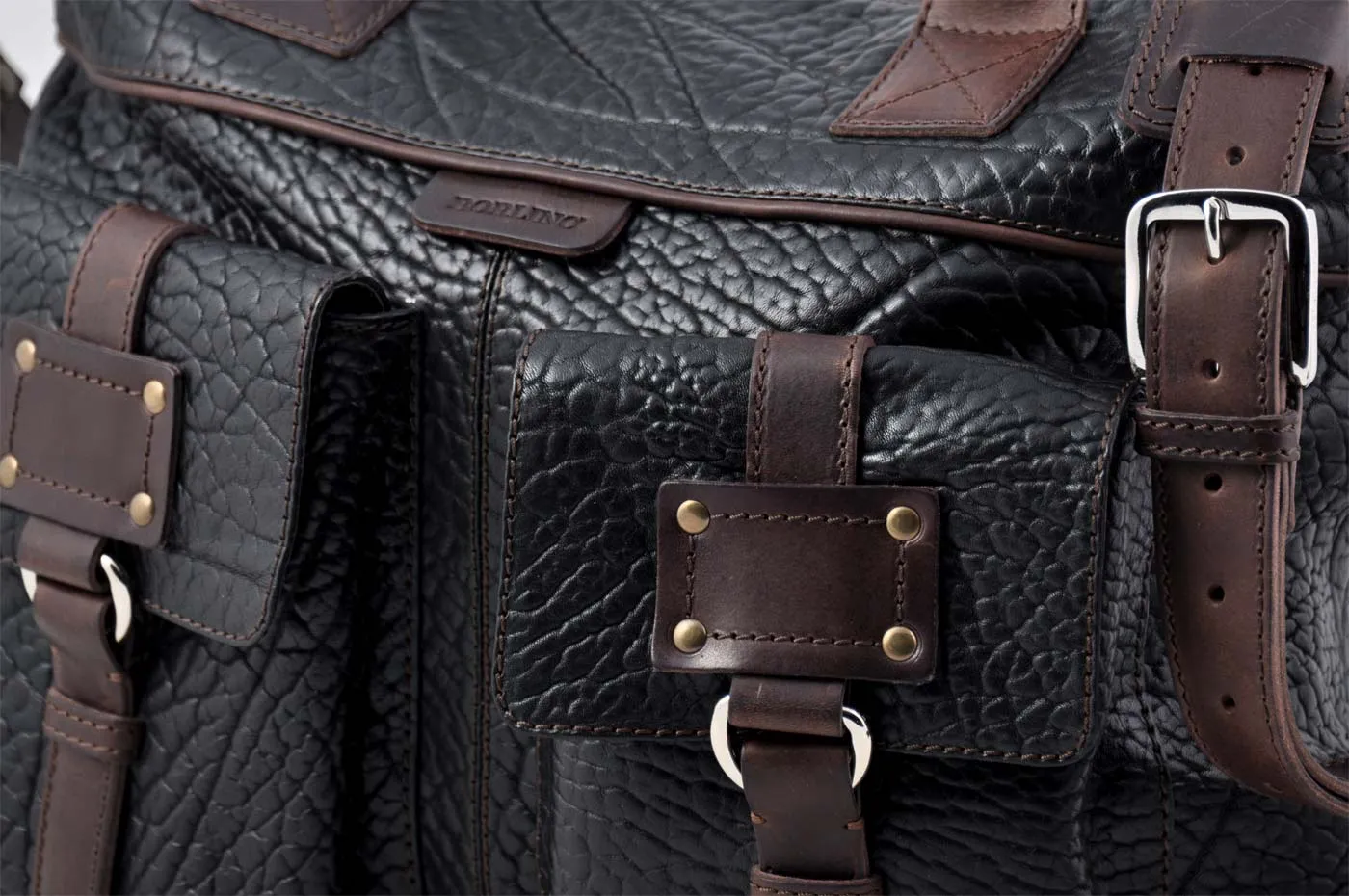 The Milano Buffalo Leather Duffle Bag - Onyx/Walnut