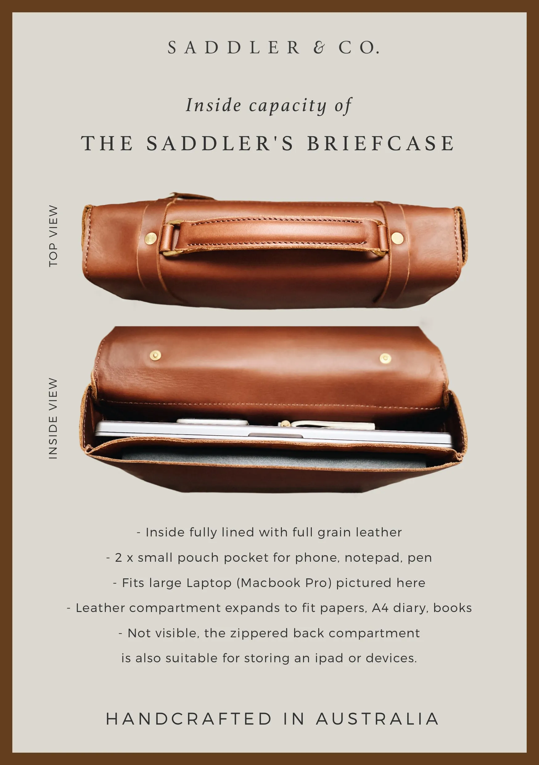 The Saddler's Briefcase | Caramel Leather