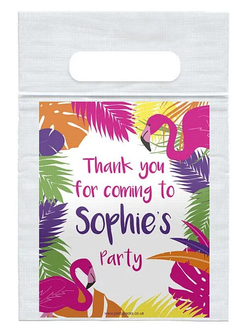 Tropical Flamingo Themed Personalised Sealed Party Bag - Pack of 8