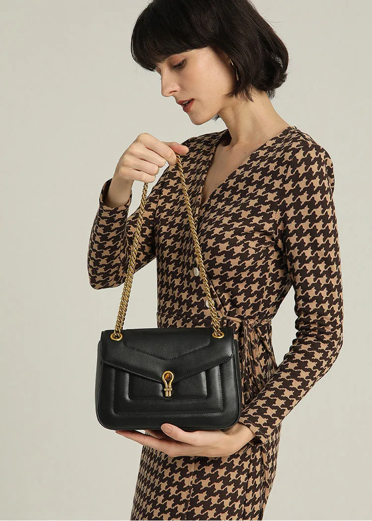 Versatile Chain Leather Crossbody Bag