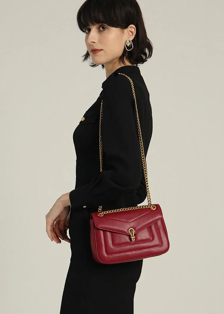 Versatile Chain Leather Crossbody Bag