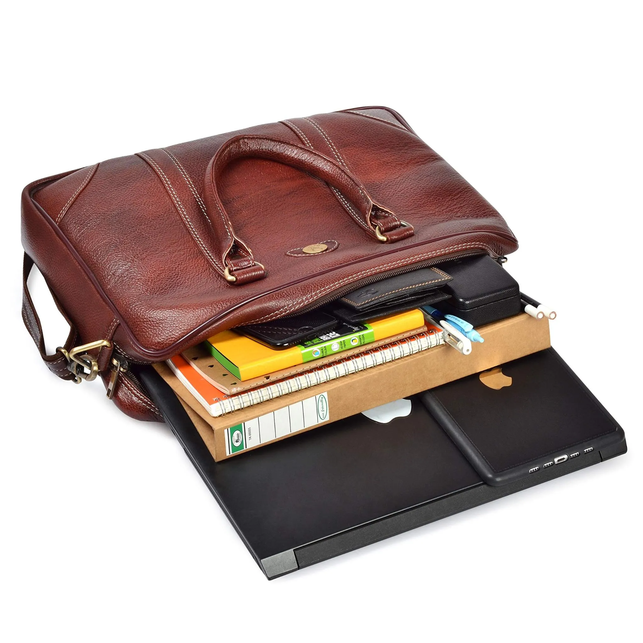 VERTIGO Leather Laptop Messenger Bag for Men