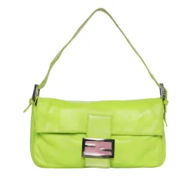 Vintage Fendi Lime Green Leather Shoulder Bag