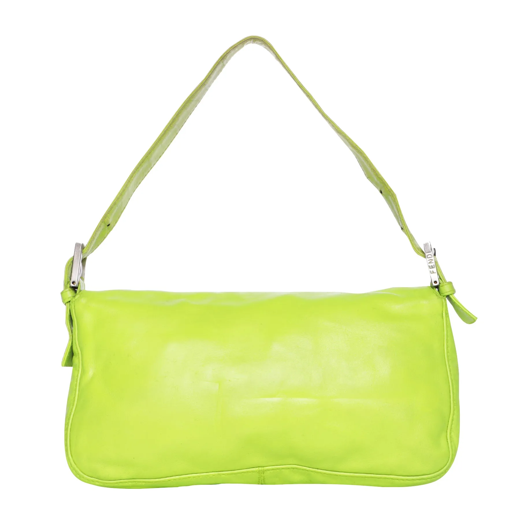 Vintage Fendi Lime Green Leather Shoulder Bag