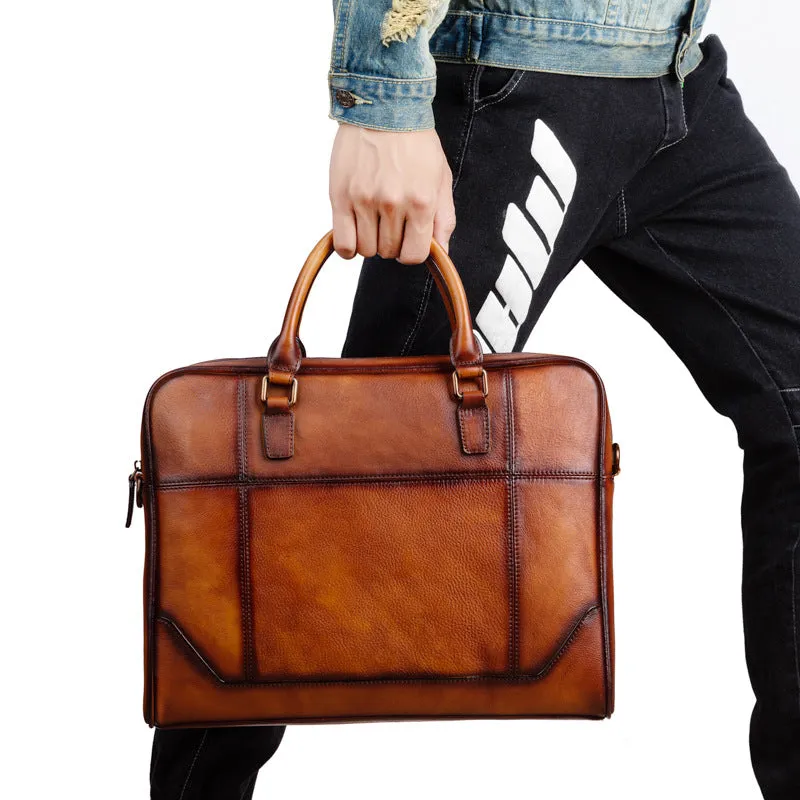 Vintage Genine Leather Businees Briefcase Laptop Bag