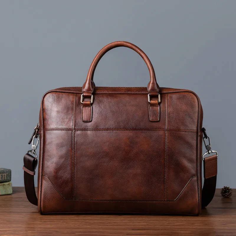 Vintage Genine Leather Businees Briefcase Laptop Bag