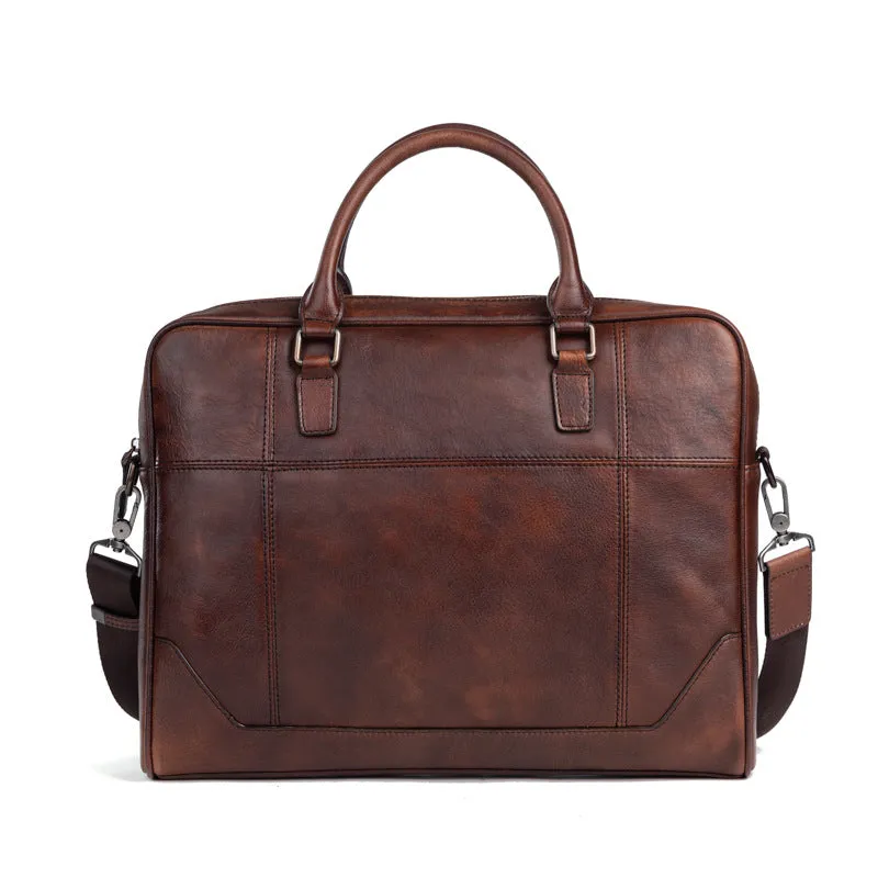 Vintage Genine Leather Businees Briefcase Laptop Bag