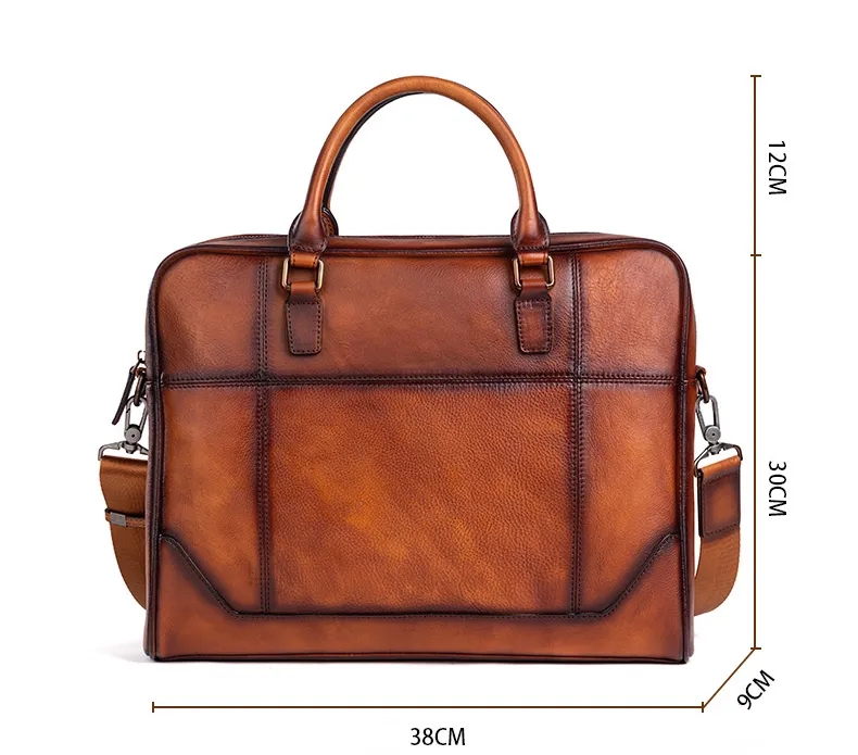 Vintage Genine Leather Businees Briefcase Laptop Bag