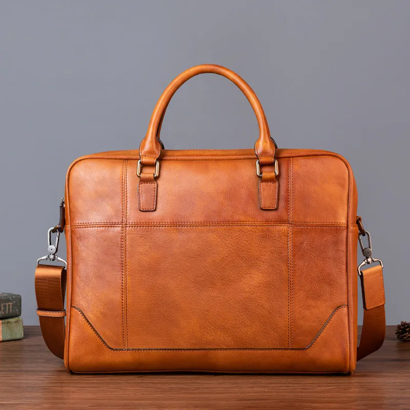 Vintage Genine Leather Businees Briefcase Laptop Bag