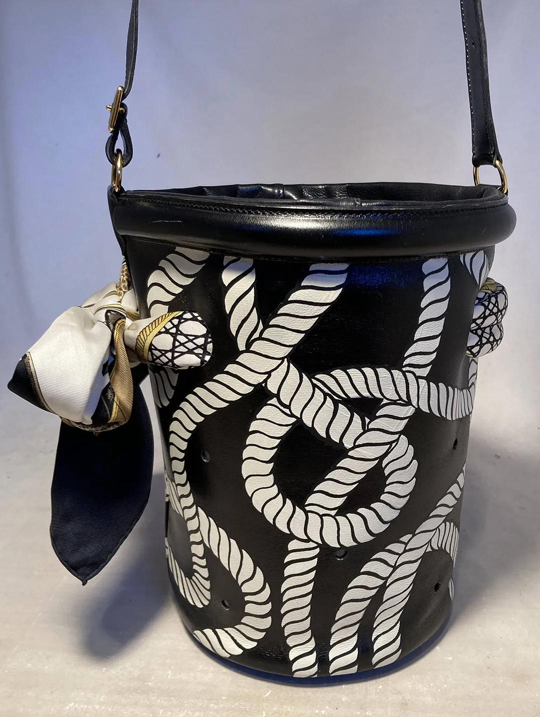 Vintage Hermes Hand Painted Ropes Bucket Bag