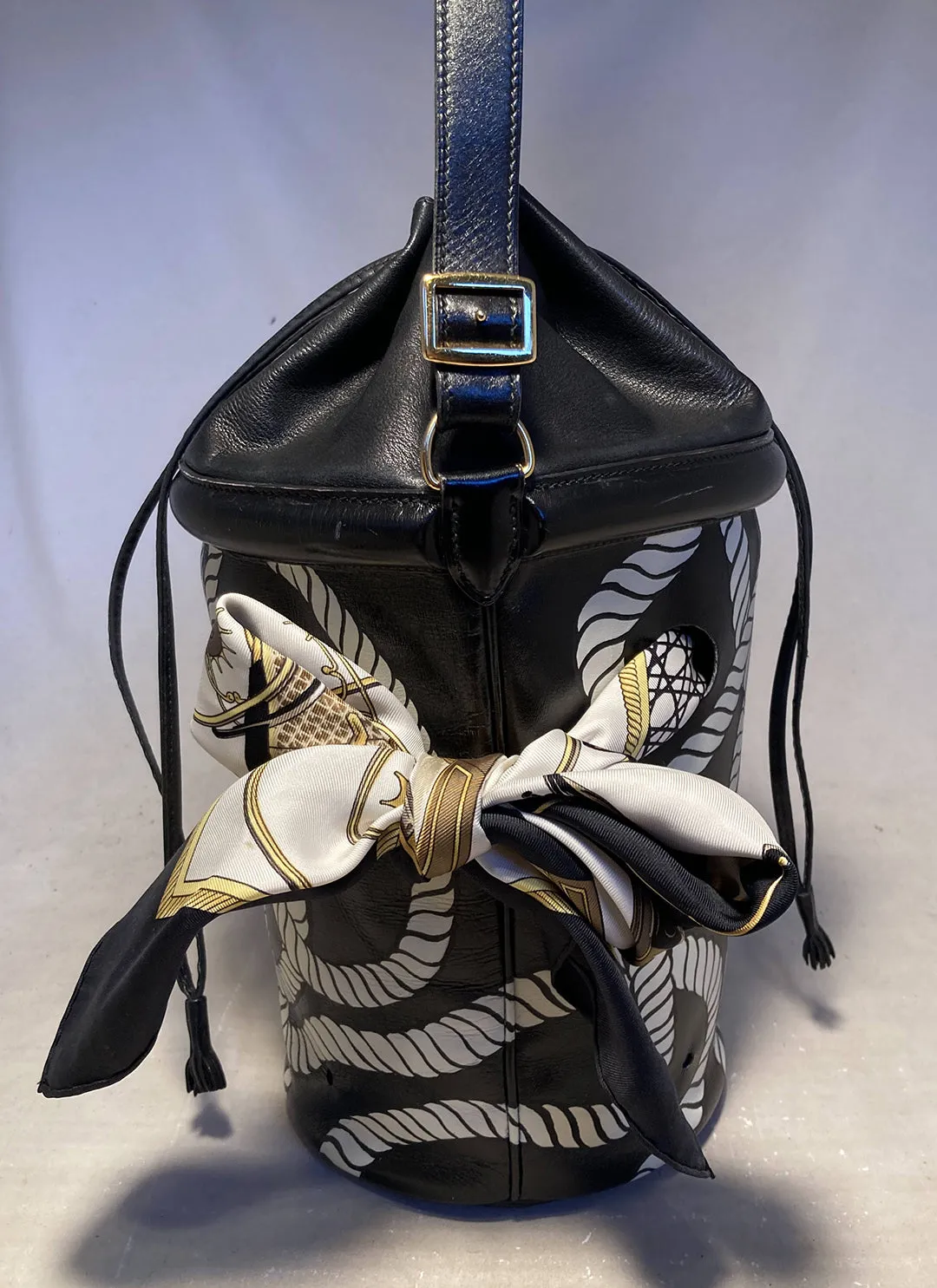 Vintage Hermes Hand Painted Ropes Bucket Bag