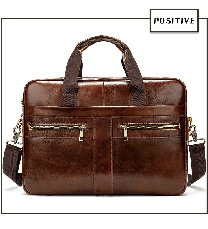 West Louis™ High Quality Luxury Business Leather Briefcase