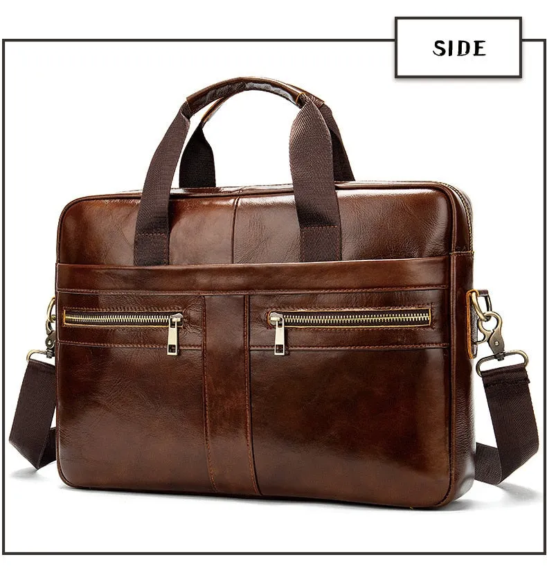 West Louis™ High Quality Luxury Business Leather Briefcase