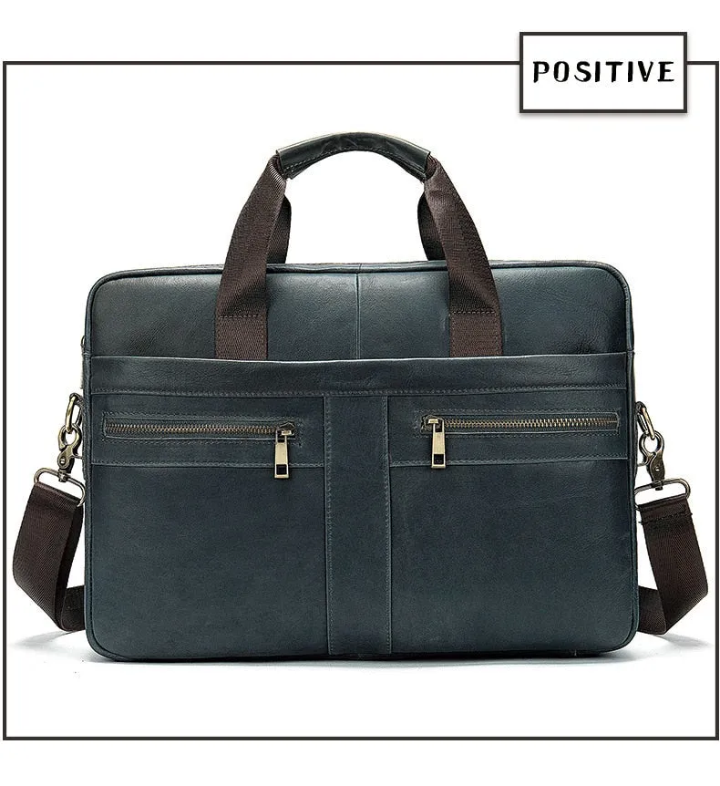 West Louis™ High Quality Luxury Business Leather Briefcase